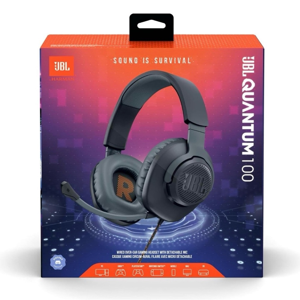 NIB JBL Quantum 100 Wired Over-Ear Gaming Headphones - Black, Large